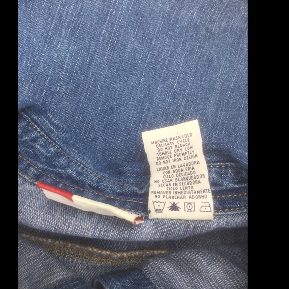 Jean Dress W/Black Trim Faded Glory Size 12-14 MIDI - Picture 6 of 6